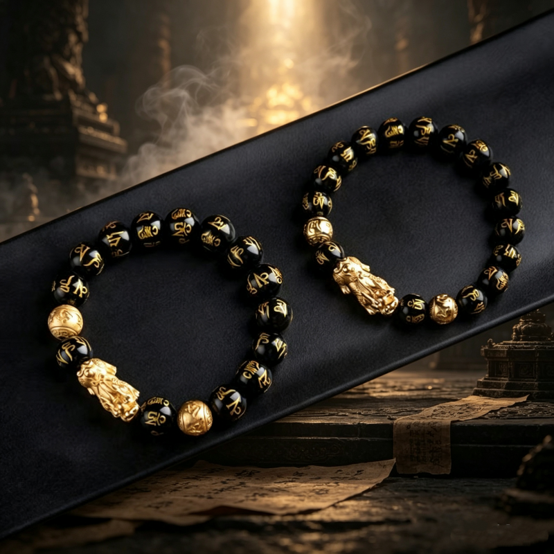 Black Obsidian Pixiu Bracelet | Wealth Attraction & Evil Protection Energy Bead Bracelet