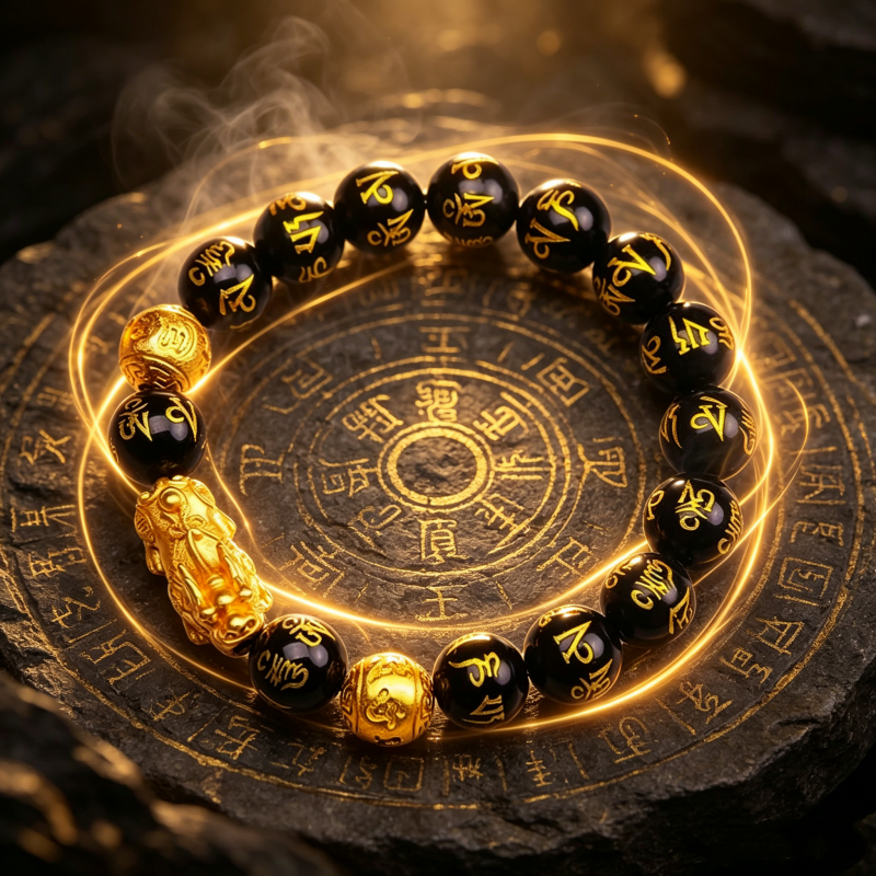 Black Obsidian Pixiu Bracelet | Wealth Attraction & Evil Protection Energy Bead Bracelet