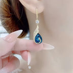 Blue Crystal Peacock Drop Earrings