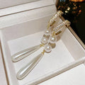 Pearl & Crystal Hoop Long Teardrop Earrings — Elegant Drop Chain
