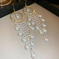 Crystal Teardrop Chandelier Hoop Earrings — Cascading Fringe Drop
