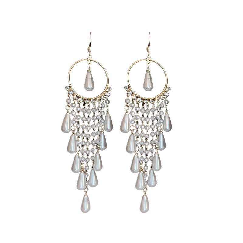 Crystal Teardrop Chandelier Hoop Earrings — Cascading Fringe Drop