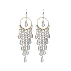 Crystal Teardrop Chandelier Hoop Earrings — Cascading Fringe Drop
