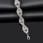 Silver Full Crystal Wave Bracelet | Bridal CZ Statement Chain Bracelet