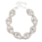 Silver Full Crystal Wave Bracelet | Bridal CZ Statement Chain Bracelet