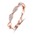 Rose Gold Twisted CZ Bangle | Pavé Crystal Infinity Twist Bracelet