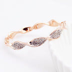 Rose Gold Twisted CZ Bangle | Pavé Crystal Infinity Twist Bracelet