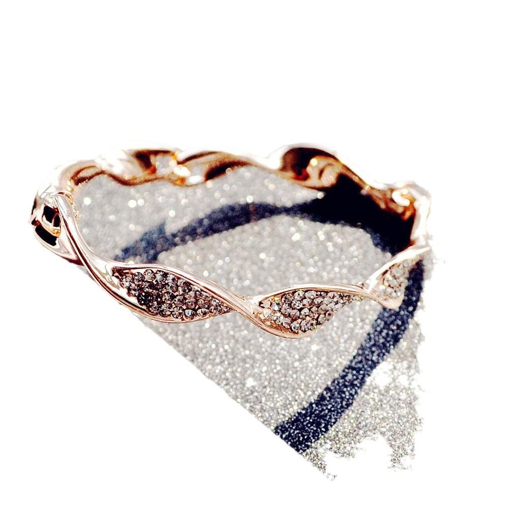 Rose Gold Twisted CZ Bangle | Pavé Crystal Infinity Twist Bracelet