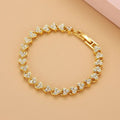 Gold CZ Heart Tennis Bracelet | Full Pavé Crystal Heart Link Chain