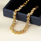 Gold CZ Heart Tennis Bracelet | Full Pavé Crystal Heart Link Chain