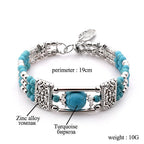 Turquoise Boho Beaded Bracelet | Vintage Silver Filigree Multi-Strand