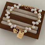 Baroque Freshwater Pearl Bracelet | Gold Heart & Good Luck Charm